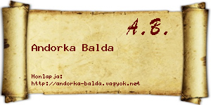 Andorka Balda névjegykártya